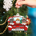 Xmas Dog Cat With Red Truck - Personalized Cutout Acrylic Ornament