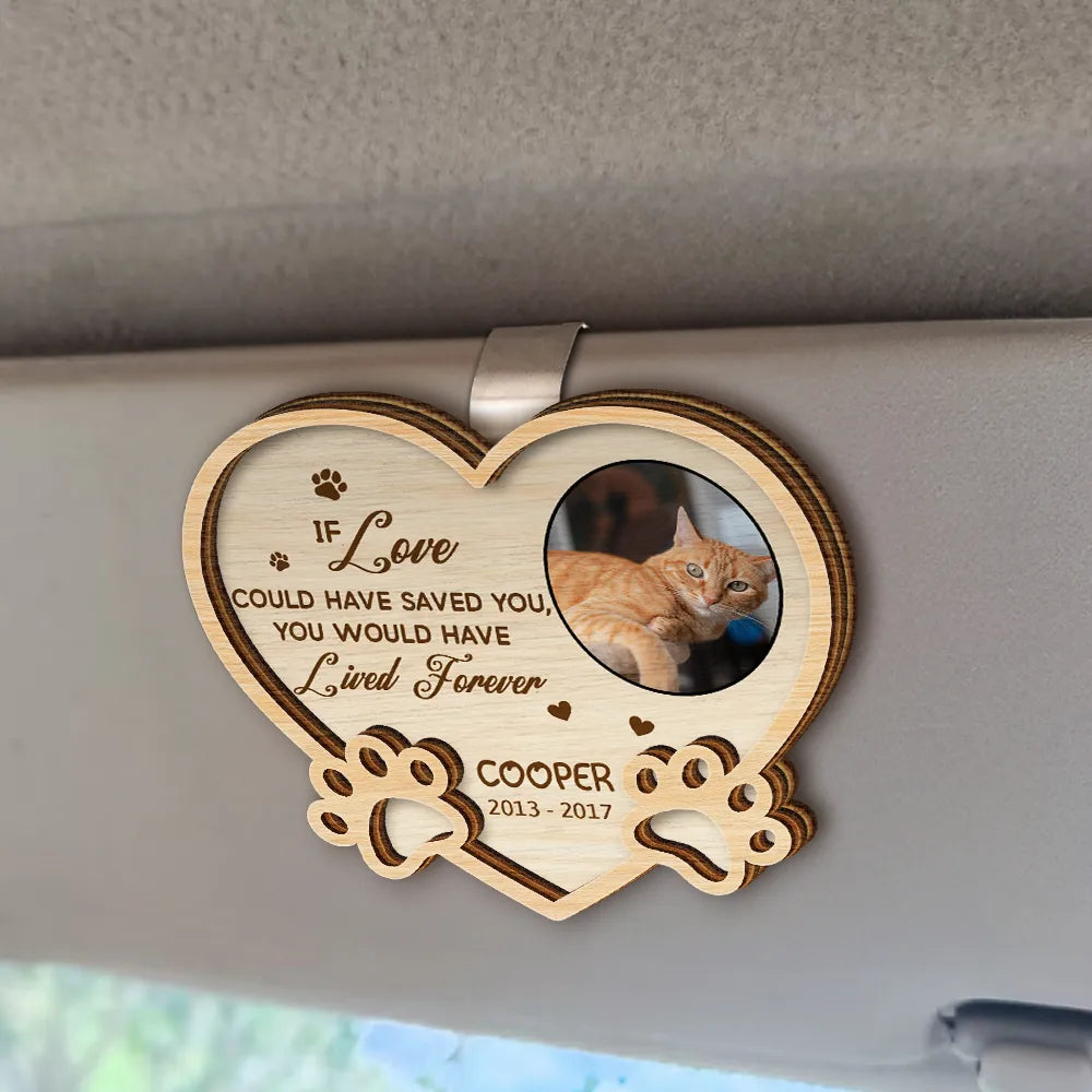 Custom Photo Cat Dog Pet Memorial You Left Paw Prints On My Heart Forever - Personalized Custom Shaped Car Visor Clip