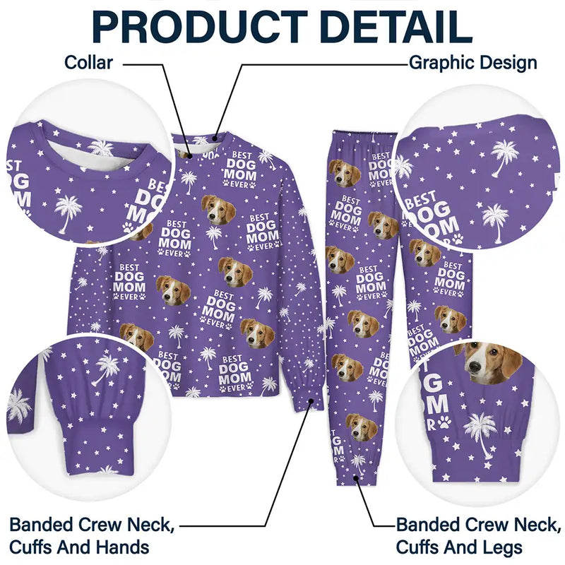 Pet Lovers, Pet Mom, Pet Dad - Custom Photo Best Dog Cat Dad Mom Ever - Personalized Unisex Pajamas Set