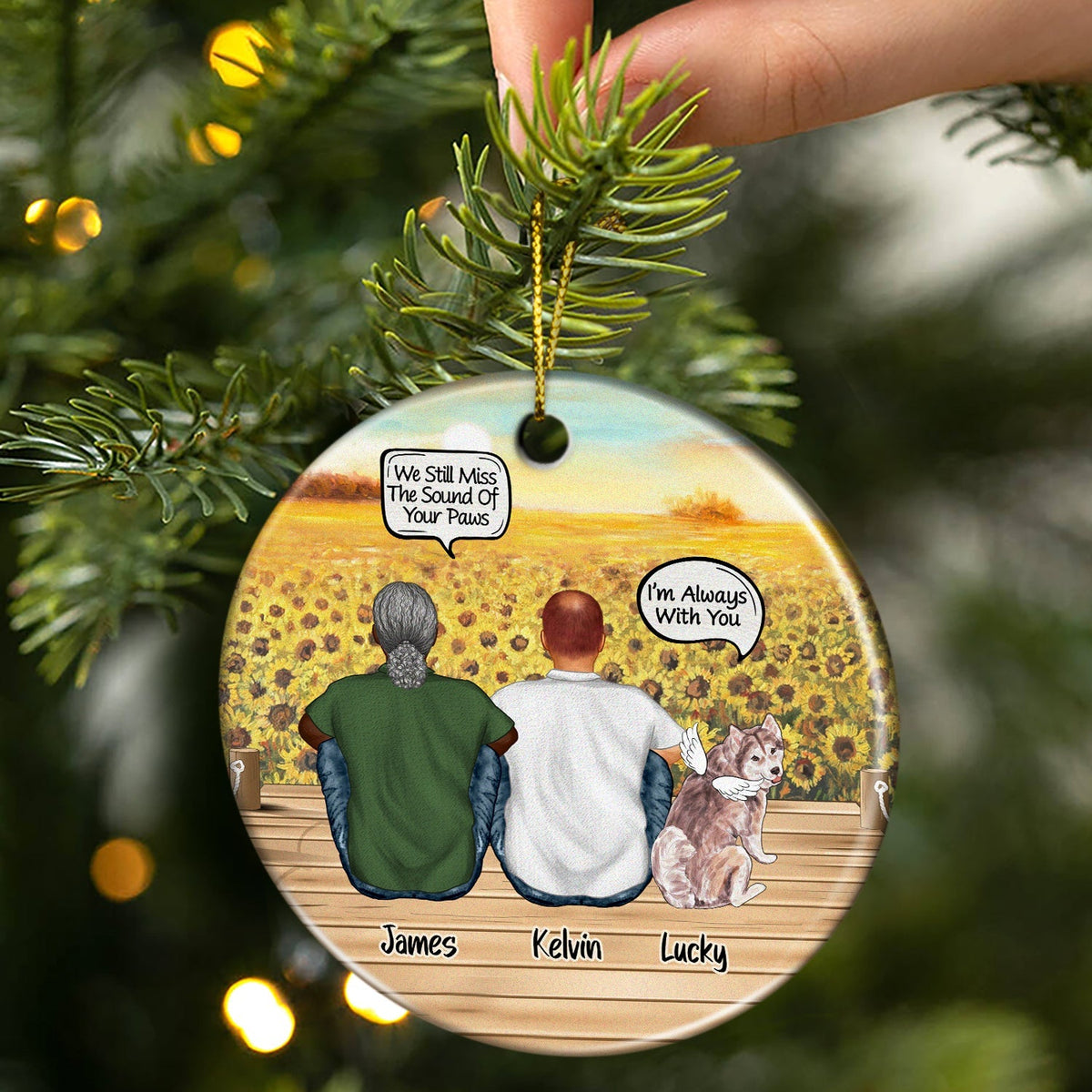 Still Talk About You Couple Pet Memorial - Christmas Gift - Personalized Custom Circle Ceramic Ornament