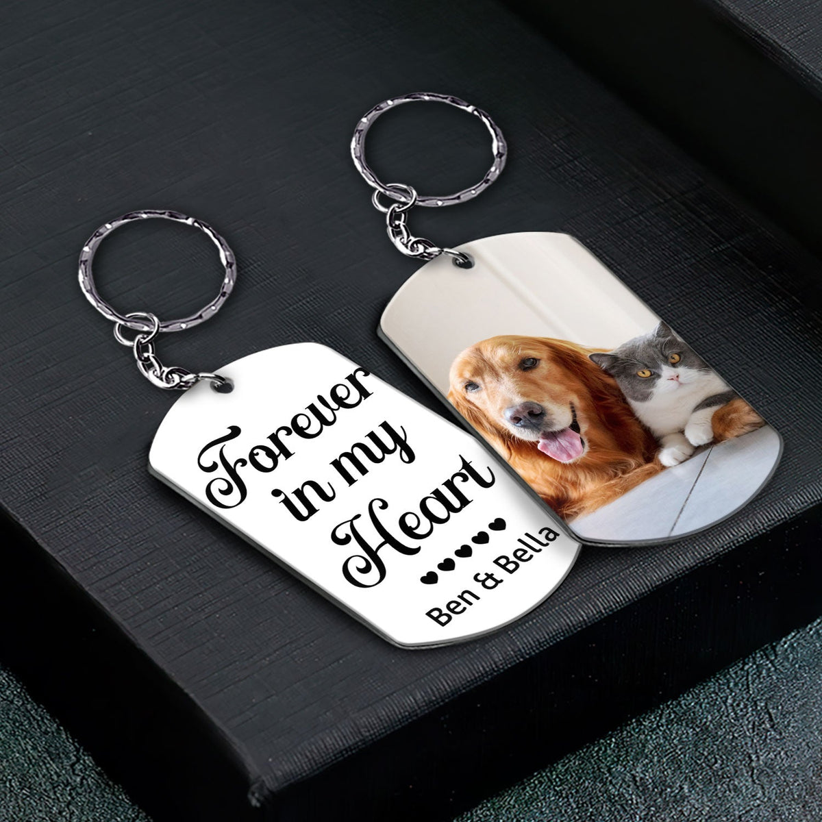 Custom Photo Once By My Side, Forever In My Heart - Memorial Gift For Dog Lovers, Cat Lovers - Personalized Aluminum Keychain