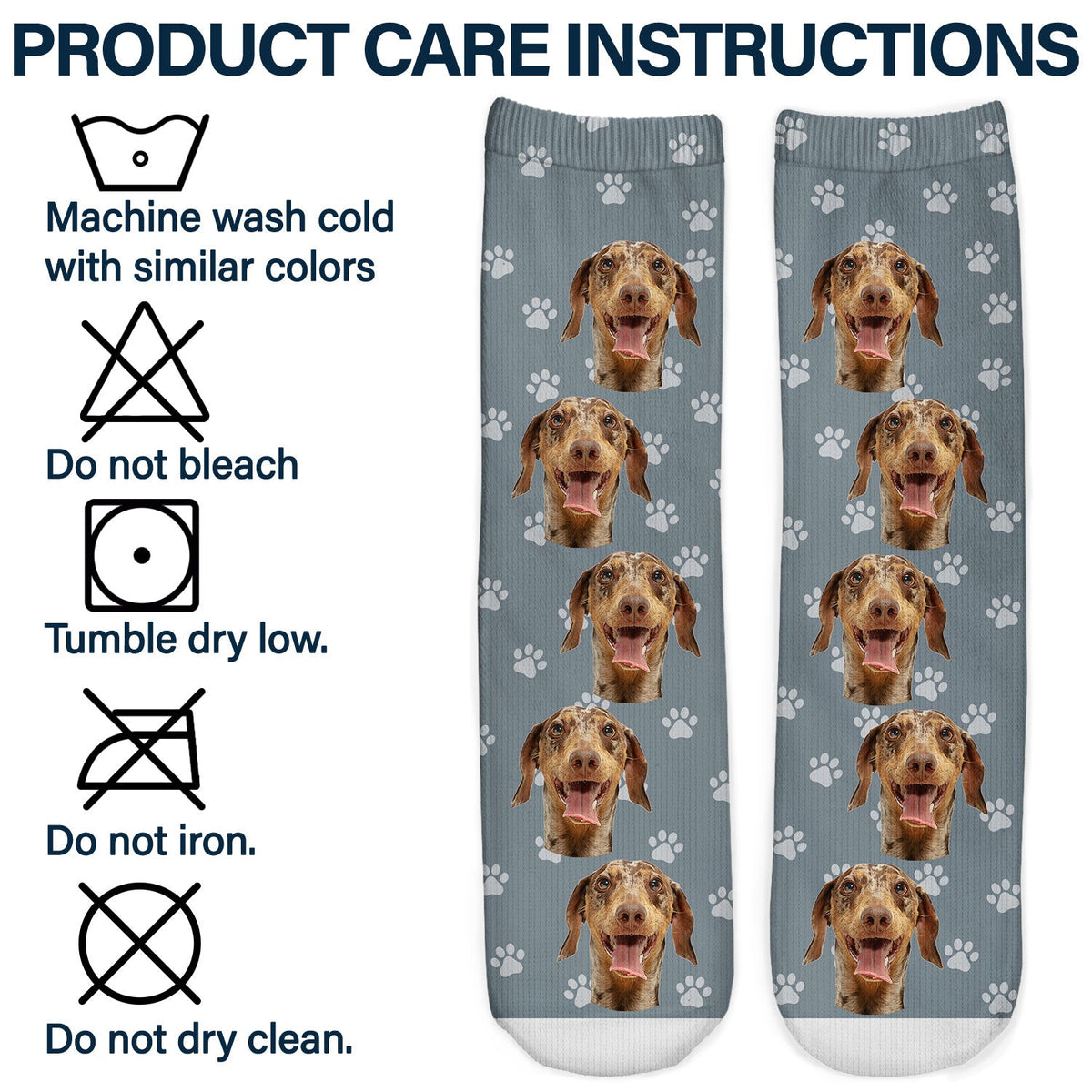 Custom Photo Funny Pet Face Pattern - Gift For Dog Lovers, Cat Lovers, Family - Personalized Socks