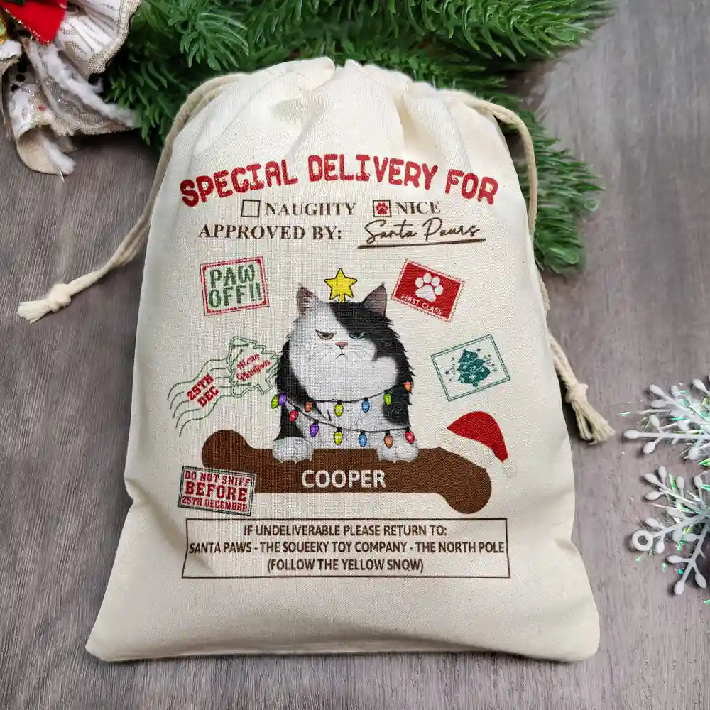 Special Delivery From Cute Santa Paws - Personalized Favor Bag