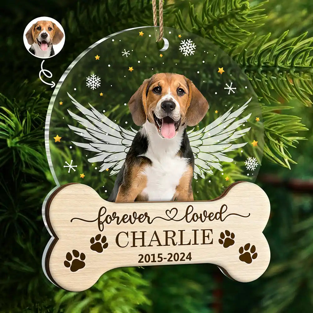 Custom Photo Forever Loved Memorial - Personalized 2-Layered Mix Ornament