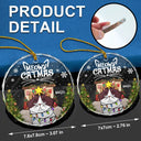 Meowy Catmas Cartoon Cats - Personalized Circle Glass Ornament