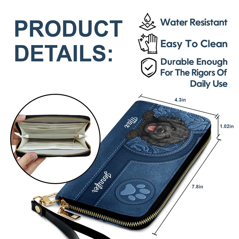 Adorable Pet Pattern For Dog And Cat Lovers - Personalized Leather Long Wallet