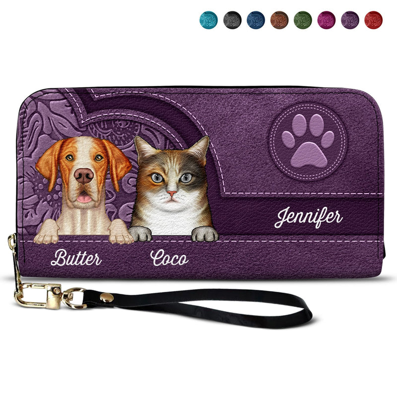 Adorable Pet Pattern For Dog And Cat Lovers - Personalized Leather Long Wallet