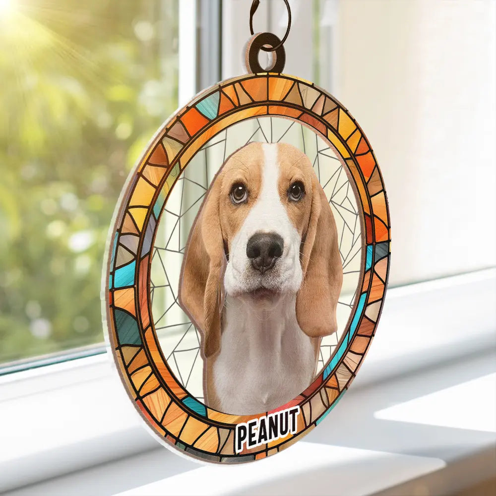 Custom Photo Cat Dog Portrait - Personalized Window Hanging Suncatcher Ornament