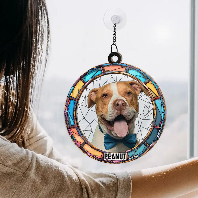 Custom Photo Cat Dog Portrait - Personalized Window Hanging Suncatcher Ornament