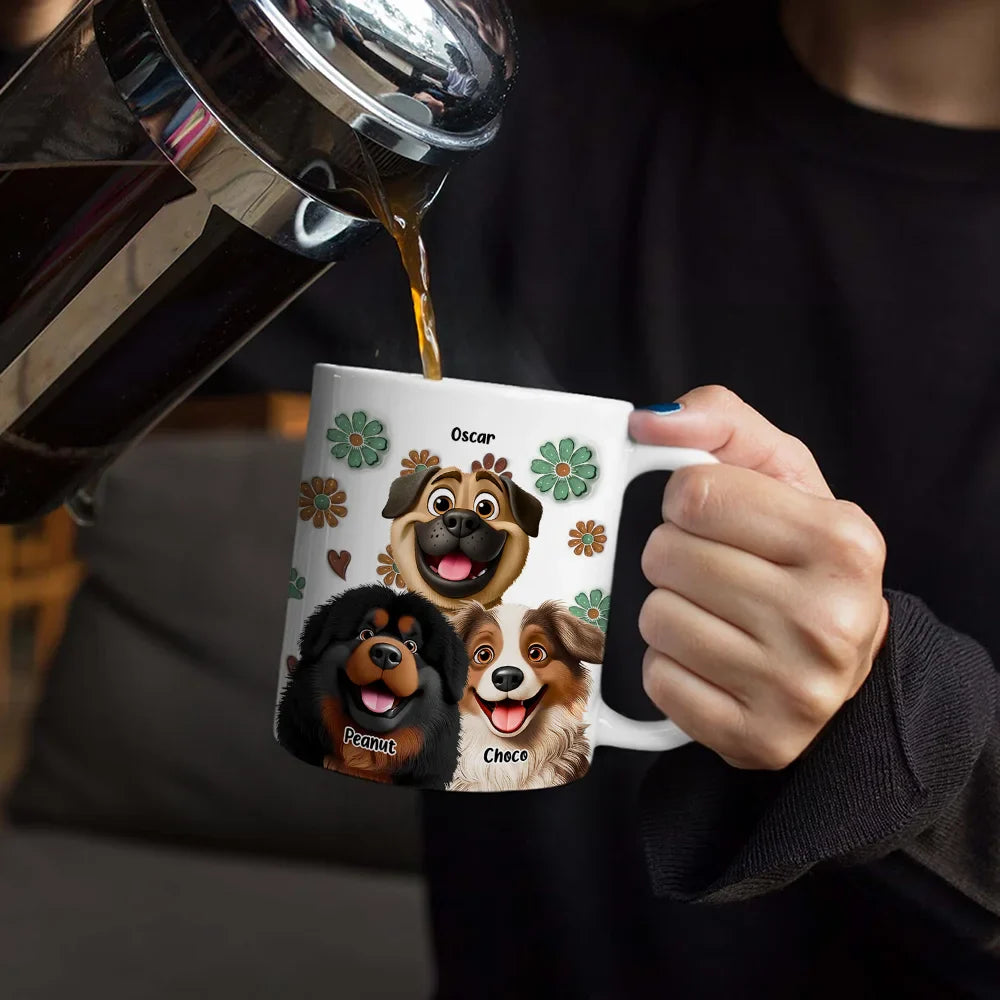 Dog Lovers - Dogs Make Everything Better - 3D Inflated Effect Printed Mug, Personalized White Edge-to-Edge Mug
