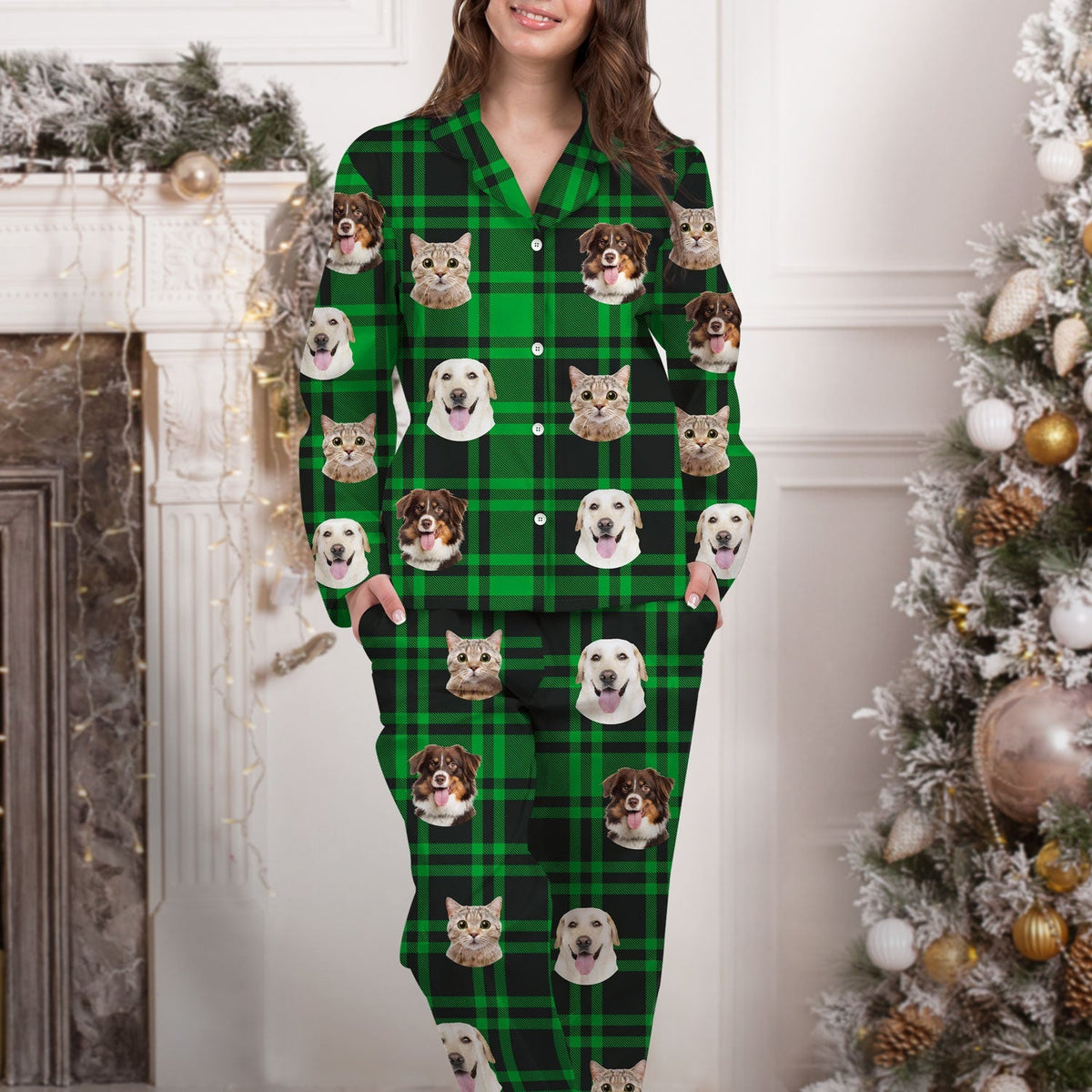 Custom Photo Pet Face - Gift For Pet Lovers - Personalized Long Pajamas Set