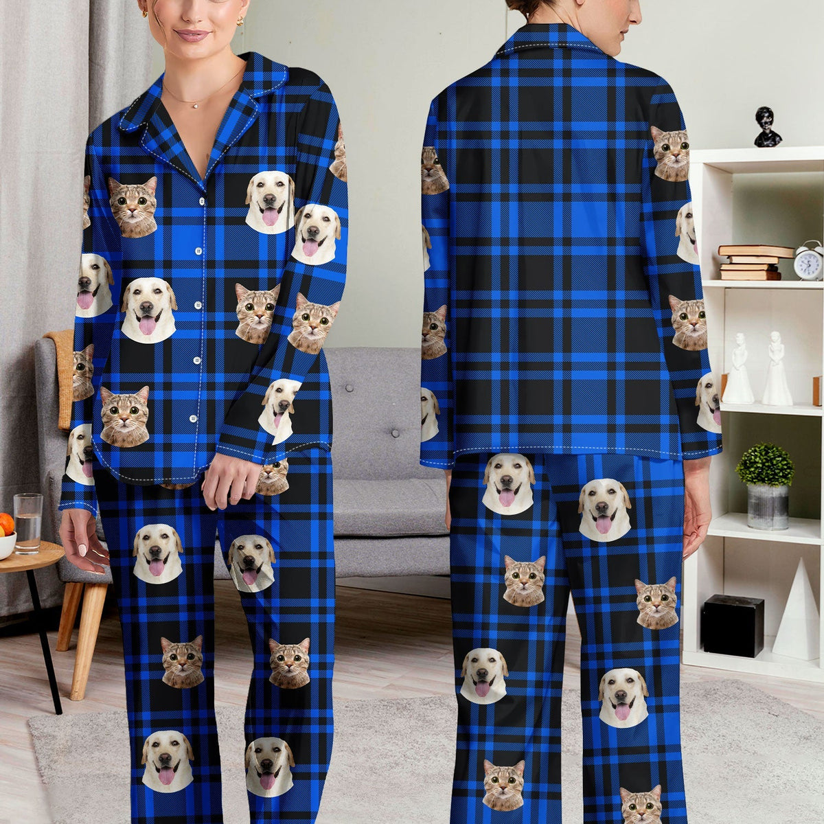 Custom Photo Pet Face - Gift For Pet Lovers - Personalized Long Pajamas Set