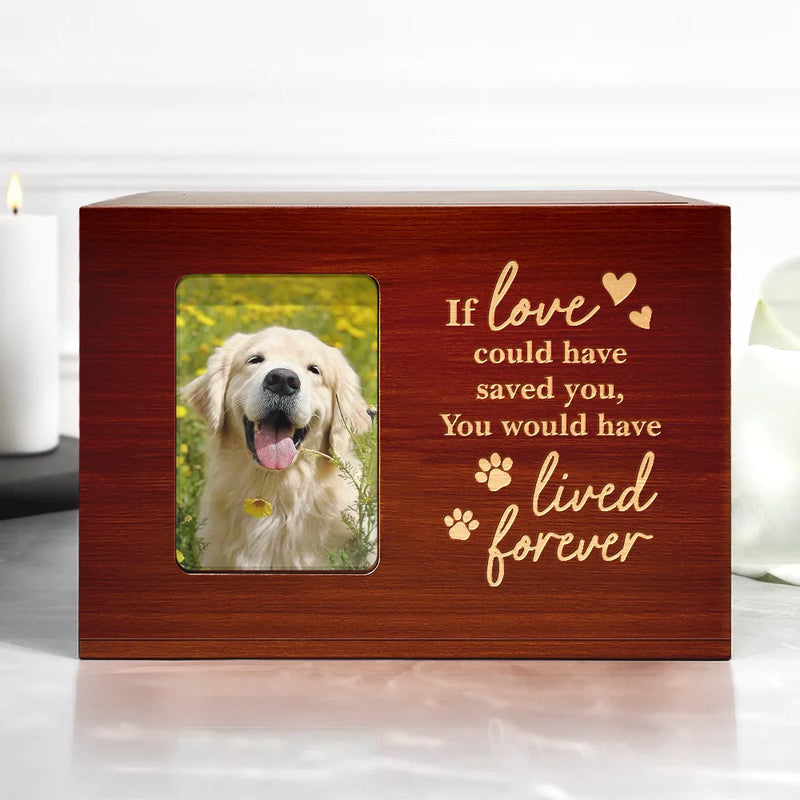 Dog Lovers,Dog Mom,Dog Dad,Pet Lovers,Pet Dad,Pet Mom,Cat Lovers,Cat Mom,Cat Dad,Memorial,Sad,Dog Couple,Pet Couple,Cat Couple-Pet Memorial Urn Special Keepsake - Personalized Wooden Keepsake Box With Photo Frame
