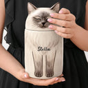Memorial,Cat Lovers,Cat Mom,Cat Dad,Pet Lovers,Pet Mom,Pet Dad,Sad-Pet Memorial Urn With Cat Sculpture Lid - Personalized Ceramic Pet-Shaped Keepsake Jar