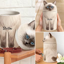 Memorial,Cat Lovers,Cat Mom,Cat Dad,Pet Lovers,Pet Mom,Pet Dad,Sad-Pet Memorial Urn With Cat Sculpture Lid - Personalized Ceramic Pet-Shaped Keepsake Jar