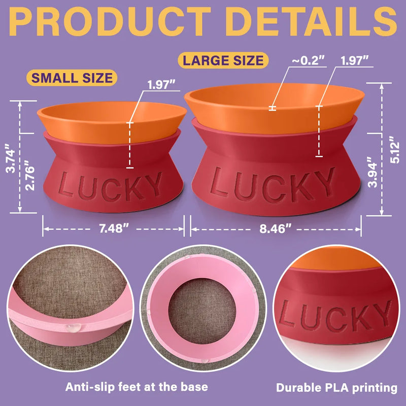 Pet Lovers, Pet Mom, Pet Dad - Dog Cat Name Raised Feeder - Personalized Elevated Pet Bowl