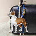 Dog Lovers,Pet Lovers,Dog Mom,Happy-Pit Bull Shaped, Dog Lovers Charm - Personalized Dog Leather Bag Charm, Keychain