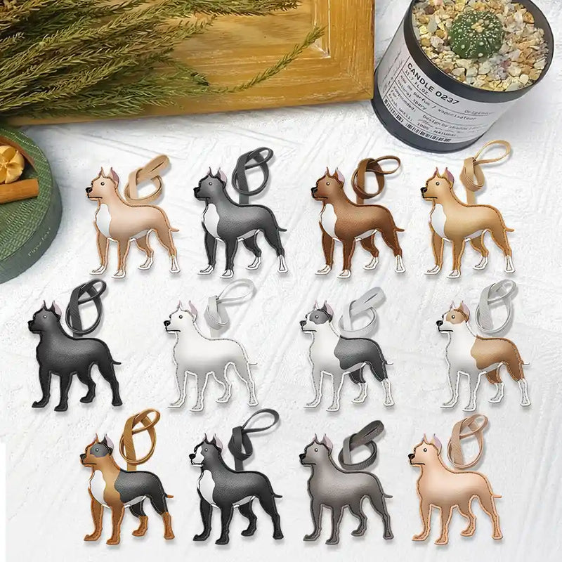 Dog Lovers,Pet Lovers,Dog Mom,Happy-Pit Bull Shaped, Dog Lovers Charm - Personalized Dog Leather Bag Charm, Keychain
