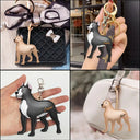 Dog Lovers,Pet Lovers,Dog Mom,Happy-Pit Bull Shaped, Dog Lovers Charm - Personalized Dog Leather Bag Charm, Keychain
