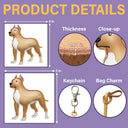 Dog Lovers,Pet Lovers,Dog Mom,Happy-Pit Bull Shaped, Dog Lovers Charm - Personalized Dog Leather Bag Charm, Keychain