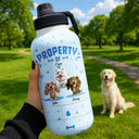 Dog Lovers,Dog Mom,Dog Dad - Property of Adorable Dogs - Personalized 30oz Pet Water Bottle With Bowl