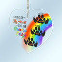 A Piece Of My Heart Is At The Rainbow Bridge - Pet Memorial - Personalized Acrylic Car Hanger