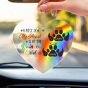 A Piece Of My Heart Is At The Rainbow Bridge - Pet Memorial - Personalized Acrylic Car Hanger