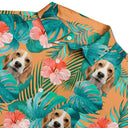 Custom Photo Pet Faces With Tropical Leaves - Fun Family Style - Personalized Hawaiian Shirt