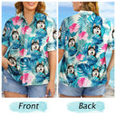 Custom Photo Pet Faces With Tropical Leaves - Fun Family Style - Personalized Hawaiian Shirt