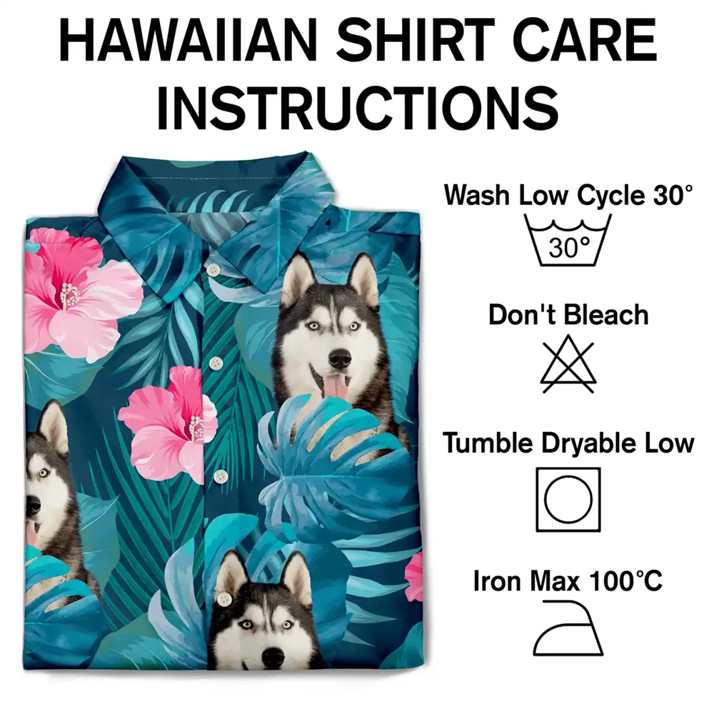 Custom Photo Pet Faces With Tropical Leaves - Fun Family Style - Personalized Hawaiian Shirt