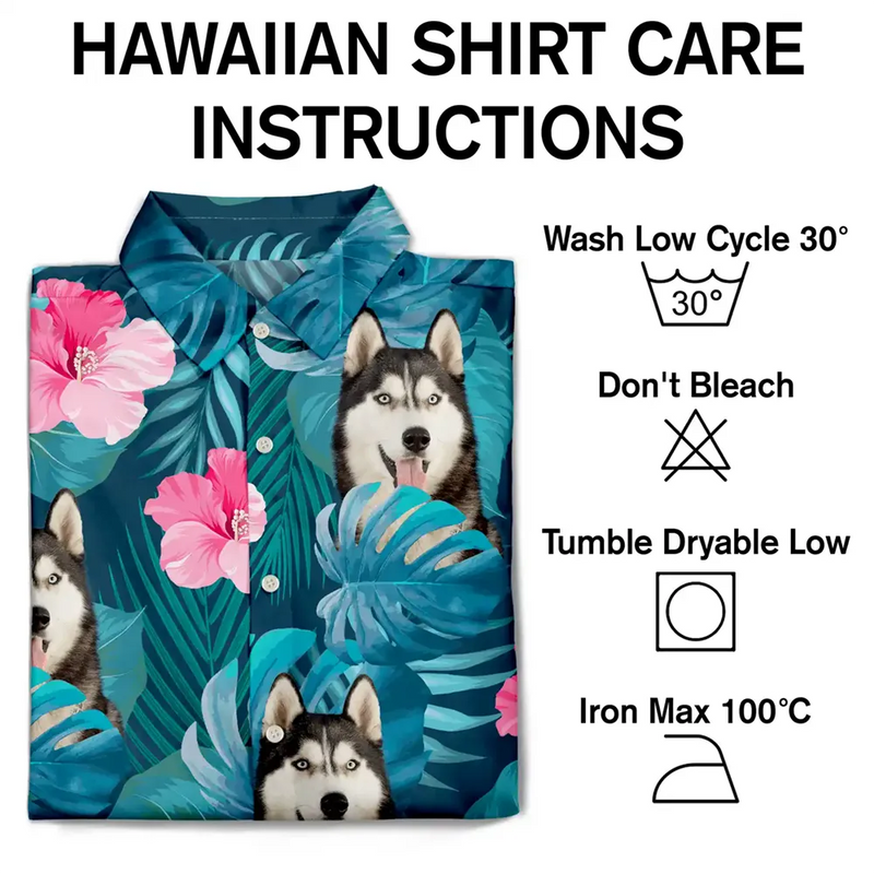 Custom Photo Pet Faces With Tropical Leaves - Fun Family Style - Personalized Hawaiian Shirt