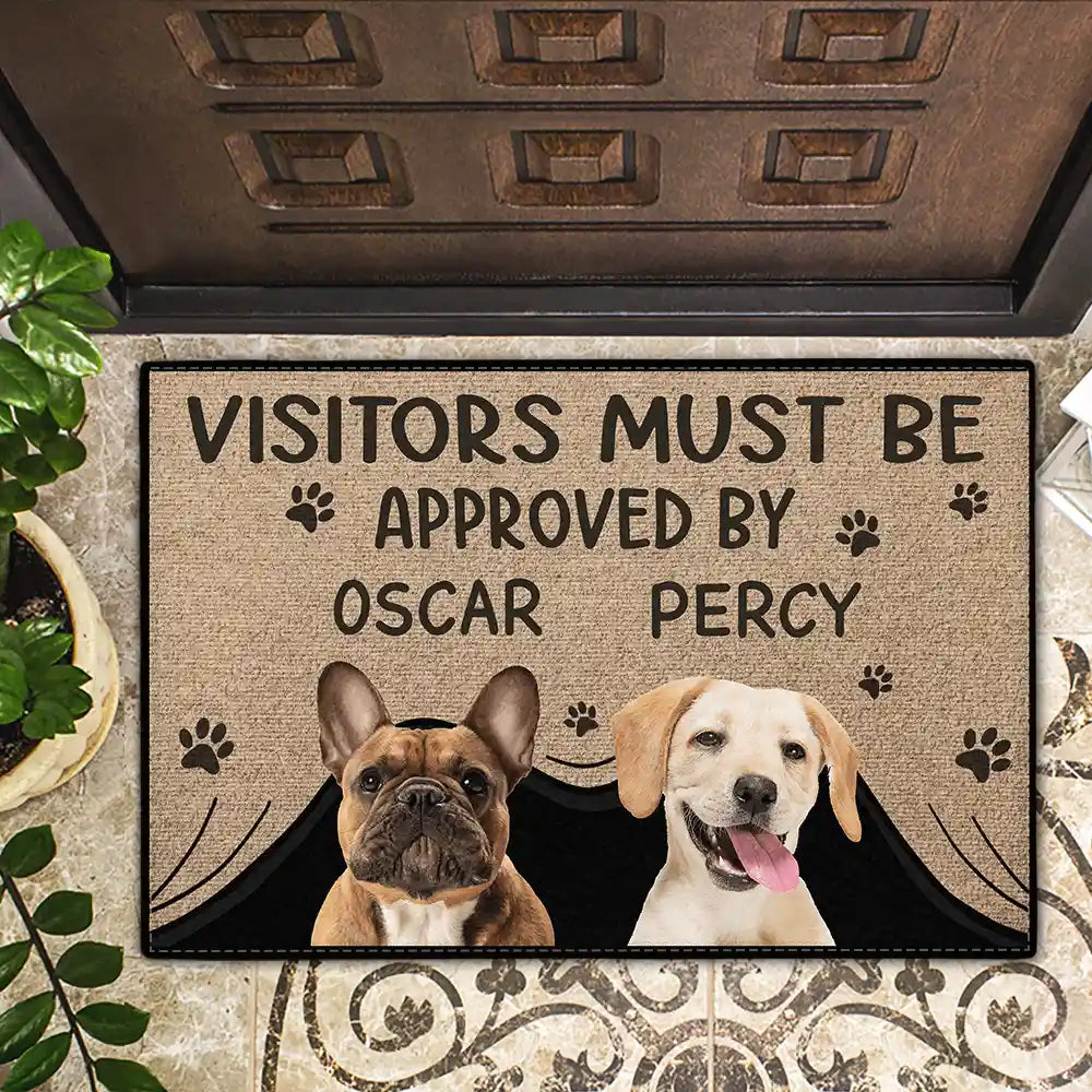 Custom Photo Funny Visitors Must Be Approved By This Dog - Personalized Doormat