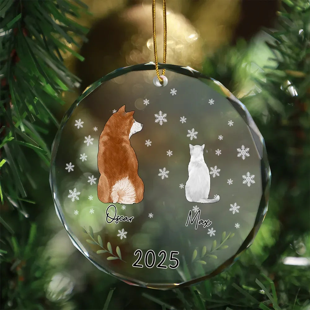 My Dogs Cats Pet Memorial - Personalized Circle Glass Ornament