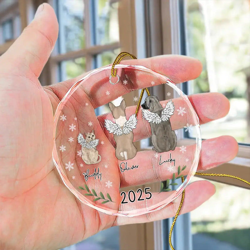 My Dogs Cats Pet Memorial - Personalized Circle Glass Ornament