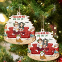 Couple You And Me And The Cats - Personalized Custom Shaped Wooden Ornament