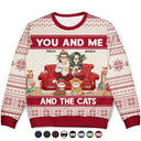 You And Me And The Cats - Personalized Unisex Ugly Sweater