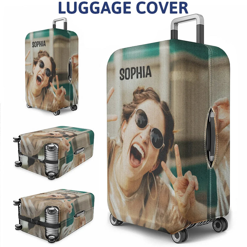 Continue Shopping,Custom Photo,Travel,Family,Gift For Bestie,Gift For Couples,Gift For Husband,Gift For Wife,Gift For Boyfriend,Gift For Girlfriend,Pet Lovers,Dog Lovers,Cat Lovers,Funny - Custom Photo Friends Family Couple Travel Lover - Personalized Luggage Cover