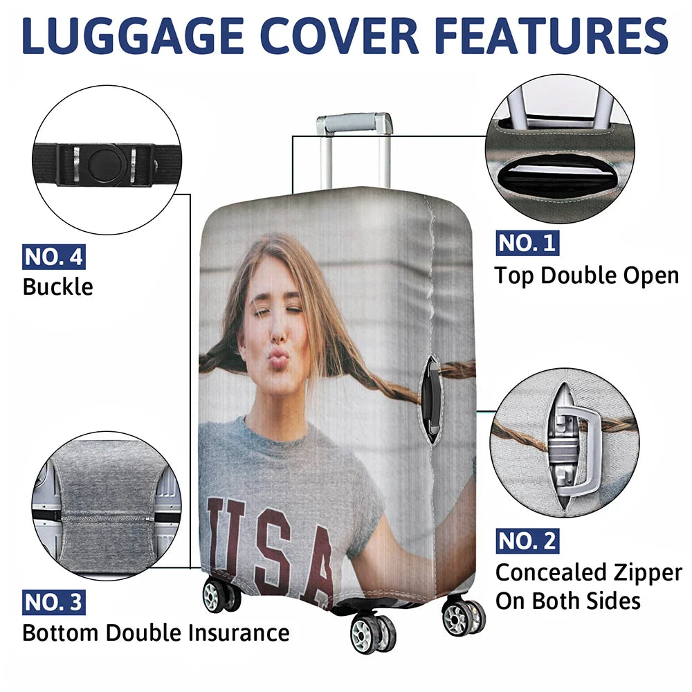 Continue Shopping,Custom Photo,Travel,Family,Gift For Bestie,Gift For Couples,Gift For Husband,Gift For Wife,Gift For Boyfriend,Gift For Girlfriend,Pet Lovers,Dog Lovers,Cat Lovers,Funny - Custom Photo Friends Family Couple Travel Lover - Personalized Luggage Cover