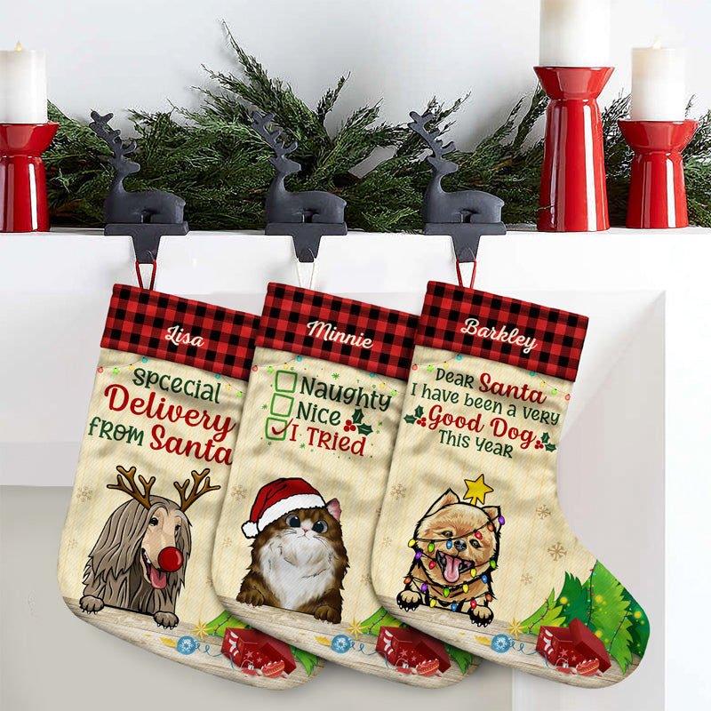 On The Naughty List And I Regret Nothing Pet - Personalized Custom Christmas Stocking