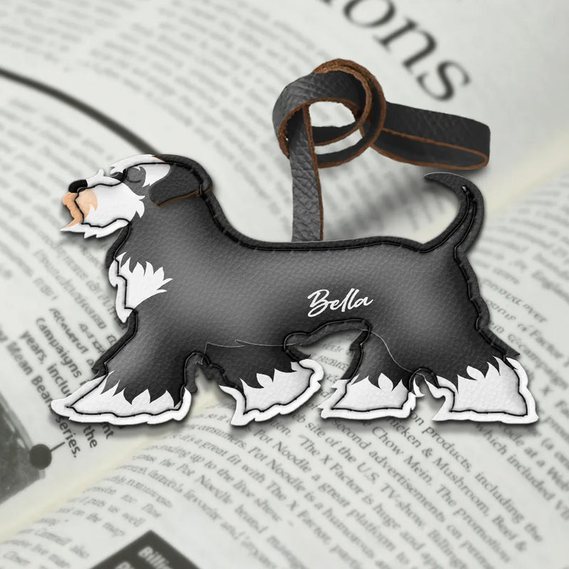 Dog Lovers,Dog Mom,Happy - Schnauzer Shaped, Dog Lovers Charm - Personalized Dog Leather Bag Charm, Keychain