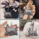 Dog Lovers,Dog Mom,Happy - Schnauzer Shaped, Dog Lovers Charm - Personalized Dog Leather Bag Charm, Keychain