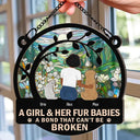 A Girl And Her Dog In A Flower Field A Bond That Can't Be Broken - Personalized Window Hanging Suncatcher Ornament