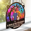 A Girl And Her Dog In A Flower Field A Bond That Can't Be Broken - Personalized Window Hanging Suncatcher Ornament
