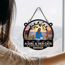 A Girl And Her Dog In A Flower Field A Bond That Can't Be Broken - Personalized Window Hanging Suncatcher Ornament