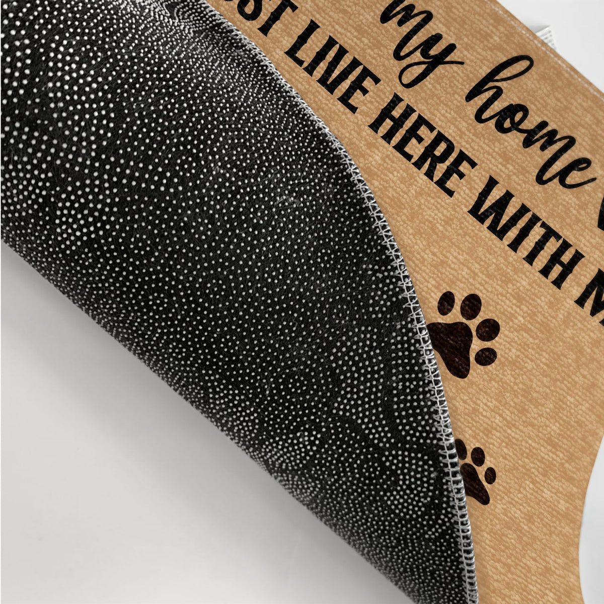 Custom Photo The Humans Just Live Here With Us Dog Cat Lovers - Personalized Custom Doormat