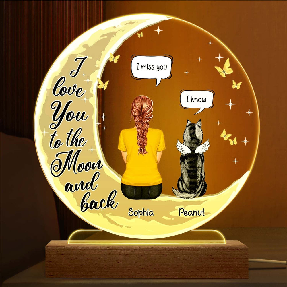 I Miss You Memorial Pet - Personalized Custom 3D Led Light Wooden Base