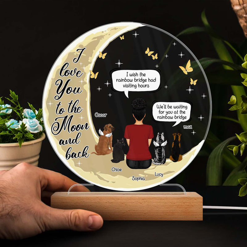 I Miss You Memorial Pet - Personalized Custom 3D Led Light Wooden Base