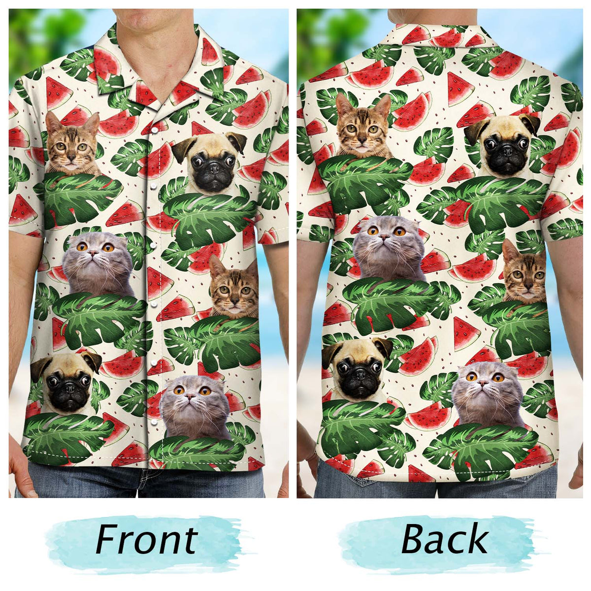 Custom Photo Funny Pet Family Face - Personalized Custom Hawaiian Shirt