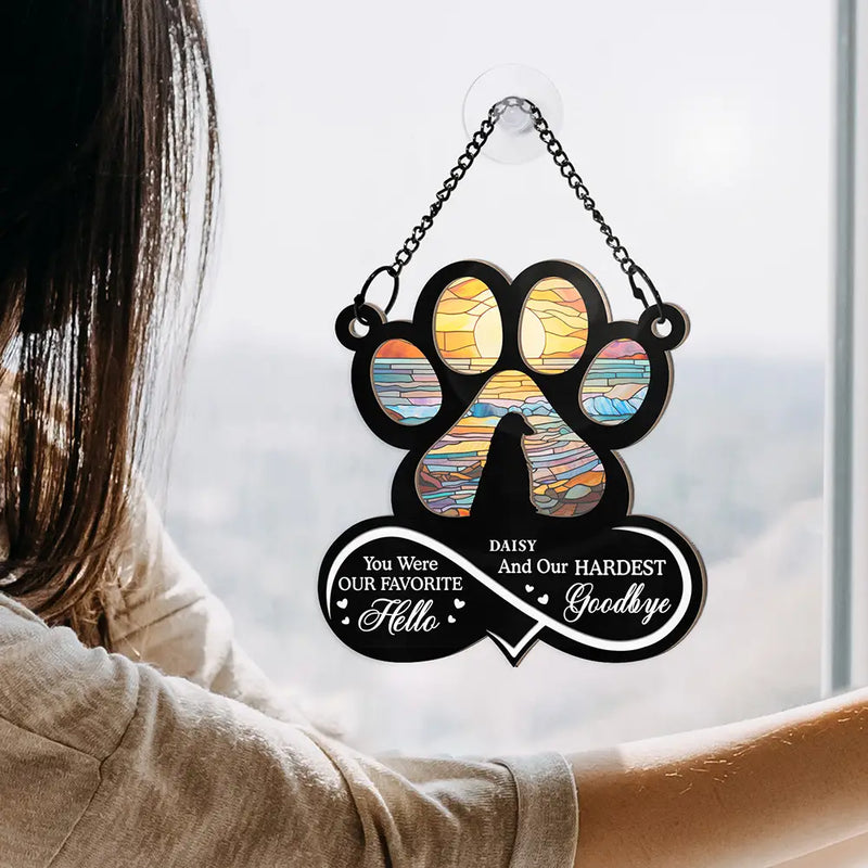 Forever In My Heart Always Loved Pet Memorial - Personalized Window Hanging Suncatcher Ornament