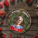Custom Photo In Loving Memory - Pet Memorial Christmas Gifts - Personalized Circle Acrylic Ornament